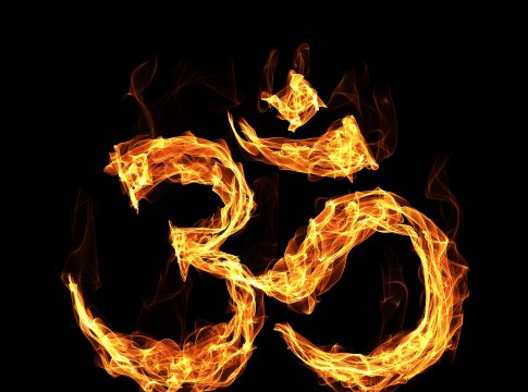 Om sign by fire