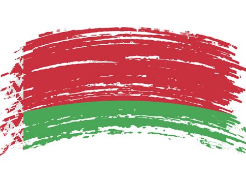 Belarusian torn flag in grunge brush stroke, vector image Belarusian torn flag in grunge brush stroke, vector image