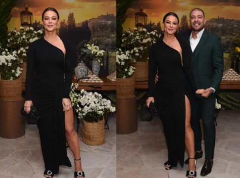 Paolla Oliveira surge com vestido com abertura "estratégica"
