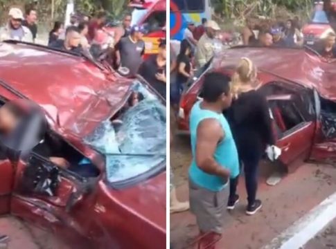 Criminosos capotam carro durante fuga em Barcarena. Veja!