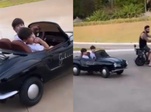 Filhos de Gustavo Lima ganham carros de luxo personalizados 