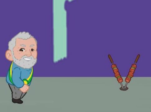 Lula
pega espetinhos e carteiras de trabalho em game