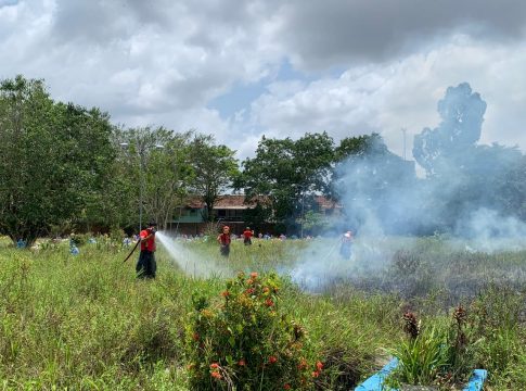  um incêndio atingiu o Cemitério Parque do Tapanã, na quadra 12, após familiares usarem fogos artifícios em um sepultamento. Foto: Felipe Neves/Ascom Adic