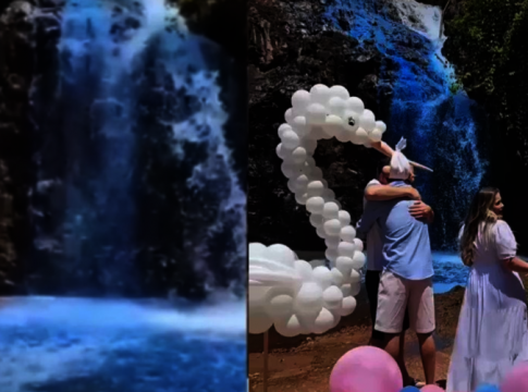 Chá de revelação da "cachoeira azul" gera multa de R$ 10 mil