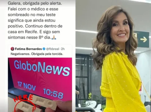 Teste de covid: Fátima Bernardes agradece alerta dos internautas