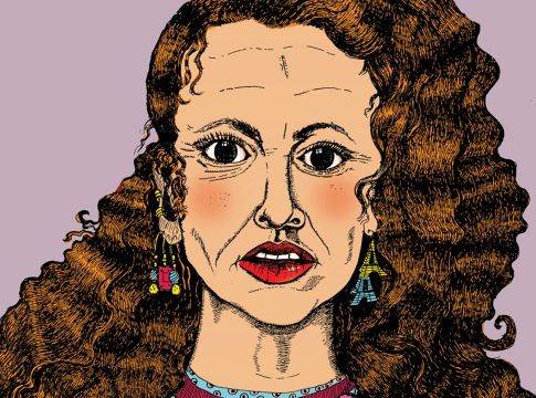 Autorretrato de Aline  Kominsky-Crumb, desenhista falecida na última semana aos 74 anos.