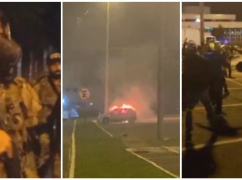 Uma ordem de prisão expedida pelo ministro Alexandre de Moraes, do Supremo Tribunal Federal, contra um líder indígena bolsonarista acabou em atos de violência nesta segunda-feira (12) em frente à sede da Polícia Federal em Brasília. Foto: Divulgação