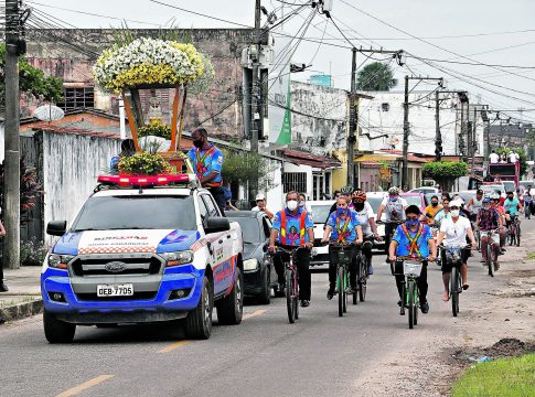 A imagem peregrina de Nossa Senhora de Nazaré, da própria paróquia, sairá pelas ruas da cidade. Foto: Mauro Ângelo/ Diário do Pará.