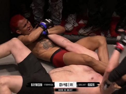 O peso-mosca Raymison Formiga, de 57 kg e 1,65m de altura, protagonizou uma façanha sobre o espanhol Roger Dalet, que tem 120 kg e 1,90m. Foto: Divulgação