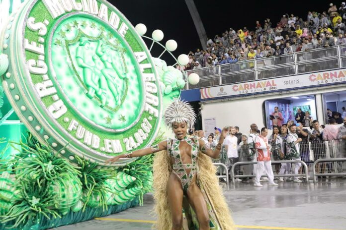 A Mocidade é a grande campeã do Carnaval de São Paulo de 2023. No total, a escola teve 270 pontos. Foto: Divulgação