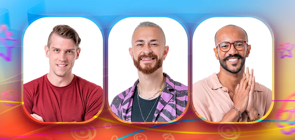 Cristian, Fred e Ricardo estão no quinto Paredão do BBB 23. Foto: Globo