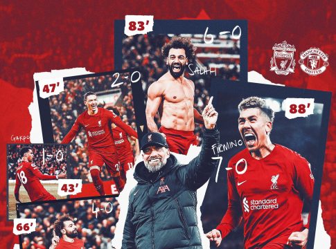 PINTOU UM 7 NUMA TELA VERMELHA: Liverpool faz 7 a 0 no Manchester United