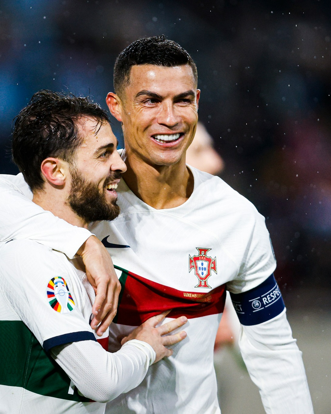 Cristiano Ronaldo, duas vezes, João Félix, Bernardo Silva, Otávio e Rafael Leão marcaram os gols da vitória. Foto: Federação Portuguesa de Futebol