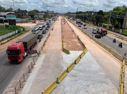 Novo desvio é aberto na BR-316 para obras de drenagem no sentido Marituba-Belém. Foto: Agência Pará