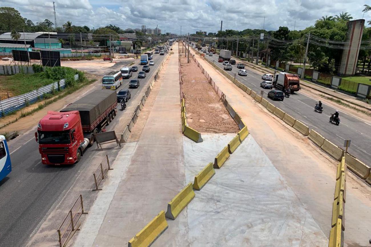 Novo desvio é aberto na BR-316 para obras de drenagem no sentido Marituba-Belém. Foto: Agência Pará