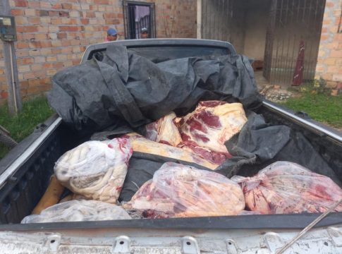 Proveniente de abate clandestino, o produto não apresentava nota fiscal e nem selo de inspeção oficial, e estava armazenado sem refrigeração adequada. Foto: Ag. Pará