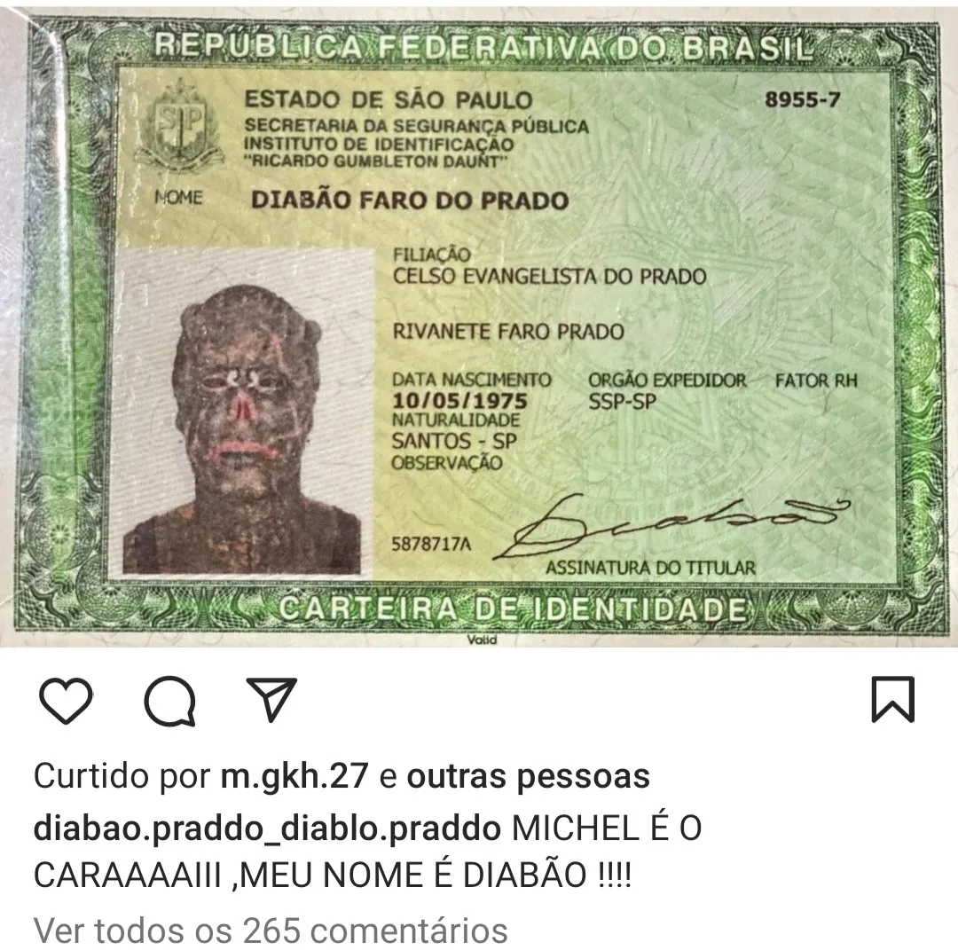 Diabão revelou que 'Michel' foi uma pessoa ruim no passado, a ponto de deixar o pai no hospital até a morte.