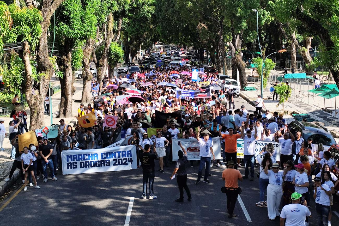 A marcha teve início na frente do Theatro da Paz, na Praça da República, e seguiu até o Centro Arquitetônico de Nazaré, na avenida Nazaré.