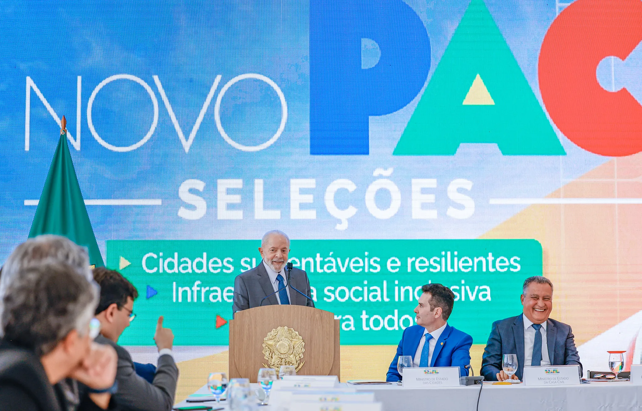 Presidente da República, Luiz Inácio Lula da Silva, durante cerimônia de Divulgação dos Resultados do Novo PAC Seleções para as modalidades Mobilidade Grandes e Médias Cidades e Drenagem. Palácio do Planalto, Brasília - DF. Foto: Ricardo Stuckert / PR