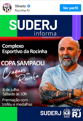 Com isso, além do pedido de desculpas durante uma audiência online, Neto resolveu divulgar uma ação beneficente de Sampaoli em suas redes sociais. Ele também deverá ajudar com alguma contribuição.