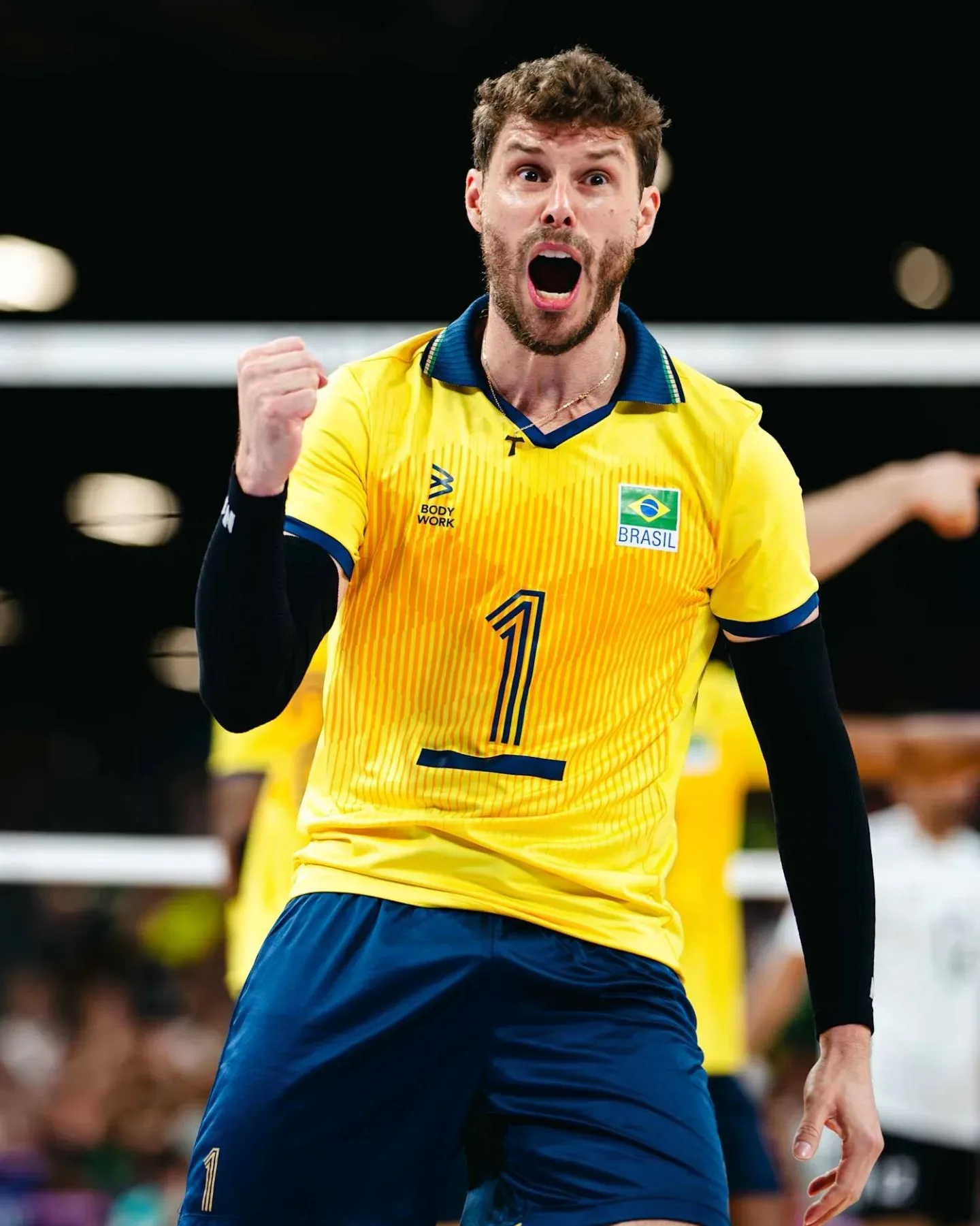 A seleção brasileira venceu sua primeira partida no vôlei masculino das Olimpíadas de Paris e garantiu sua classificação para as quartas Foto: CBV