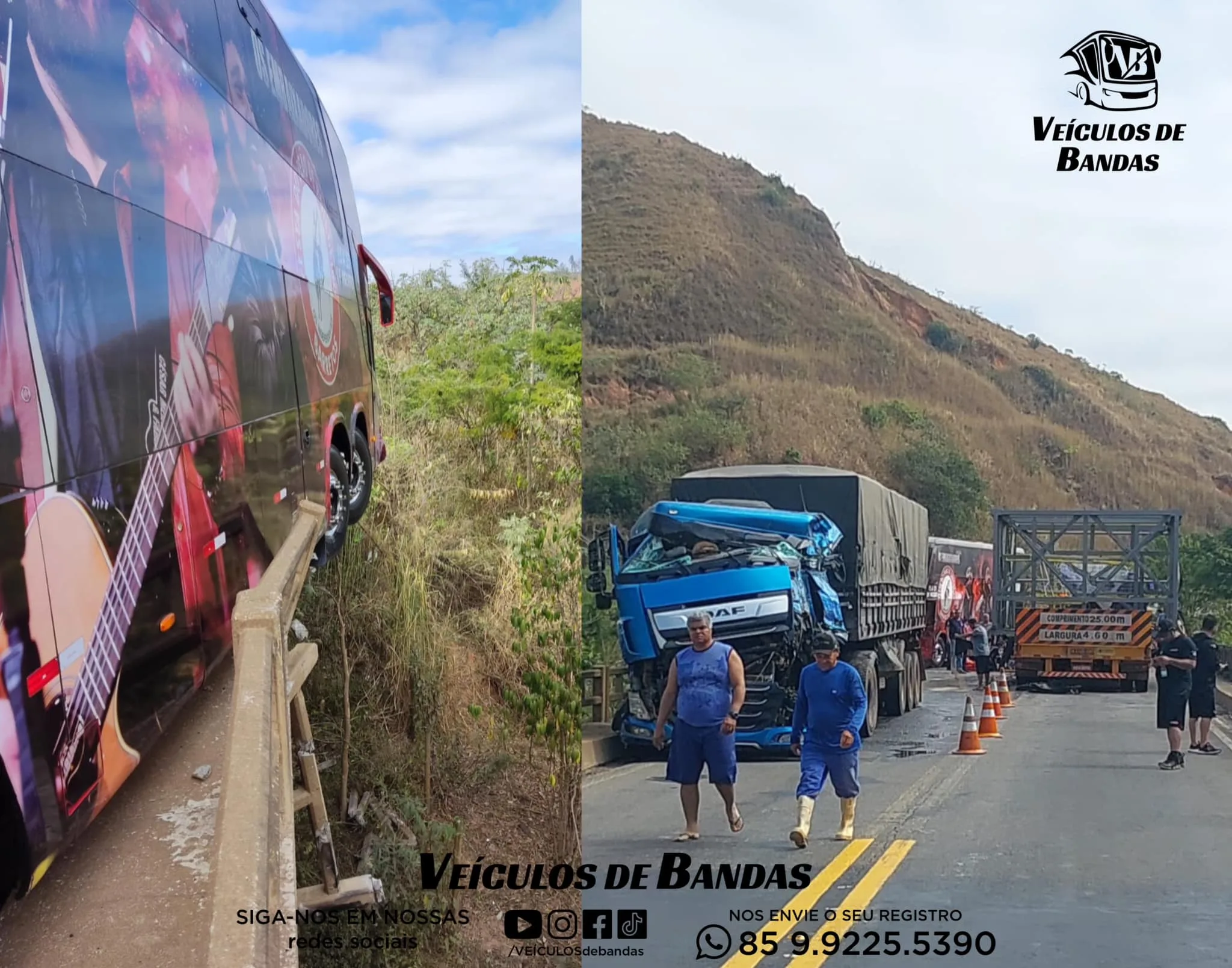 A causa da colisão com outro veículo na estrada ainda será apurada pelas autoridades responsáveis.